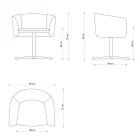 Stoflænestol med luksus drejefod i metal lavet i Italien - Bergen Viadurini