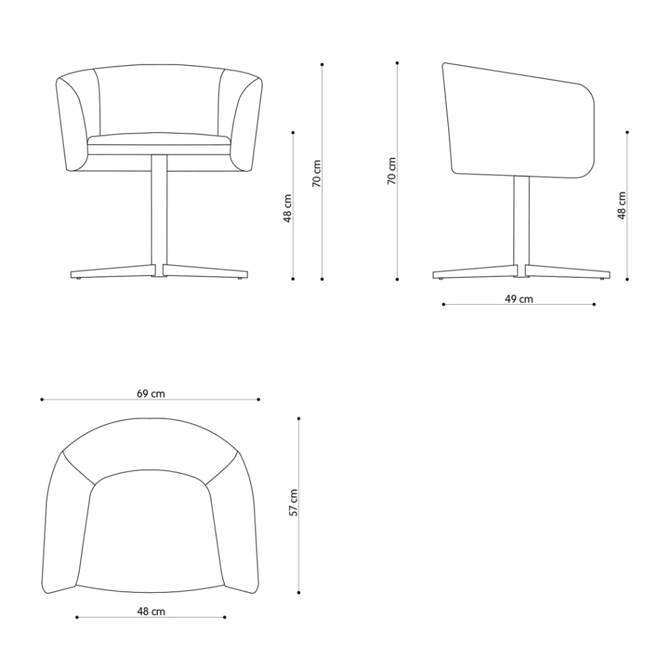 Stoflænestol med luksus drejefod i metal lavet i Italien - Bergen Viadurini