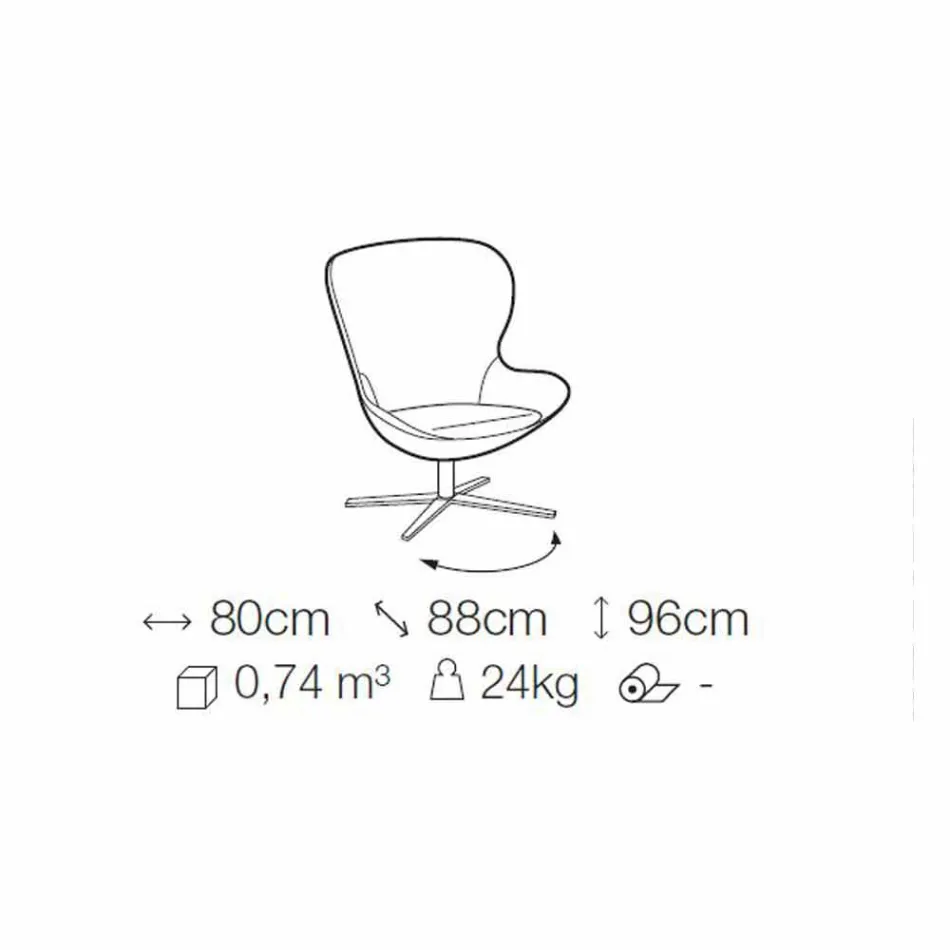 Stol lænestol med drejelig base i ædle metaller fremstillet i Italien - Papaya Viadurini