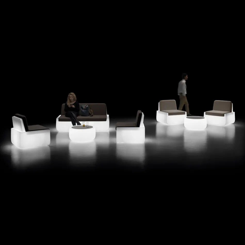 Lys udendørs lænestol i polyethylen med pude lavet i Italien - Belida Viadurini