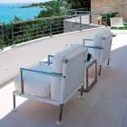 Moderne design lænestol i stål og sort eller hvid PVC til udendørs - Ontario2 Viadurini