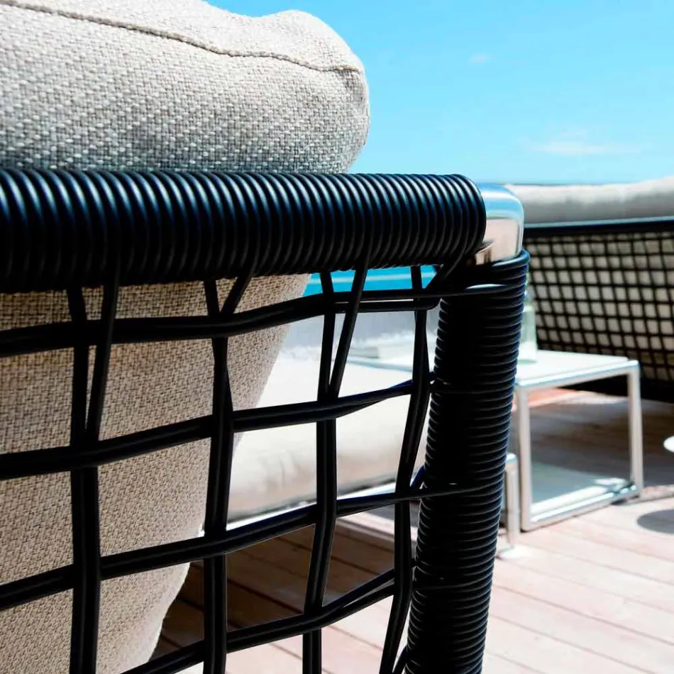 Moderne design lænestol i stål og sort eller hvid PVC til udendørs - Ontario2 Viadurini