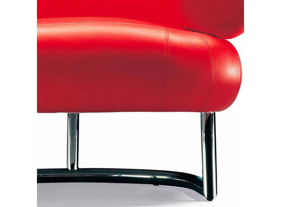 Moderne lænestol betrukket med læder med stålfod fremstillet i Italien - Ostilio Viadurini