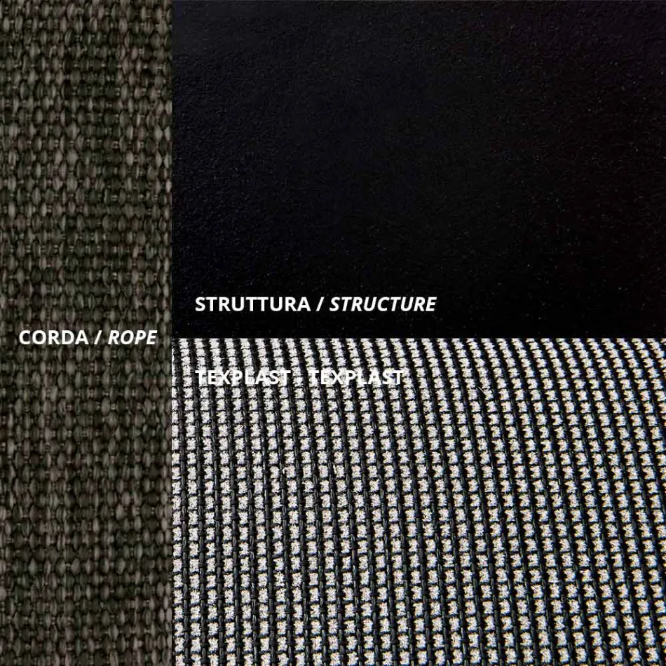 Udendørs foldelænestol i Reb Aluminium og Texplast Made in Italy - Ubbe Viadurini