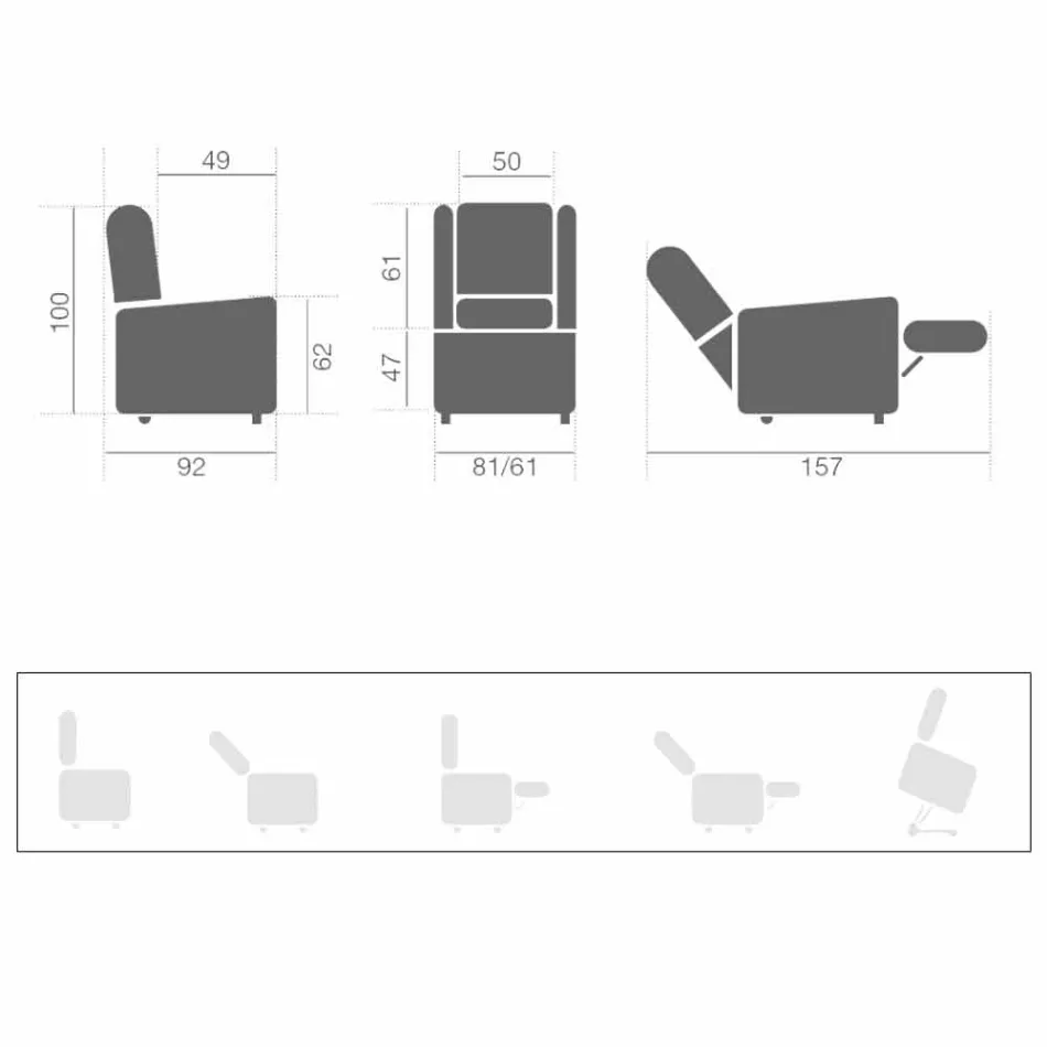 Lift Relax liggestol med 2 motorer med hjul fremstillet i Italien - Isabelle Viadurini