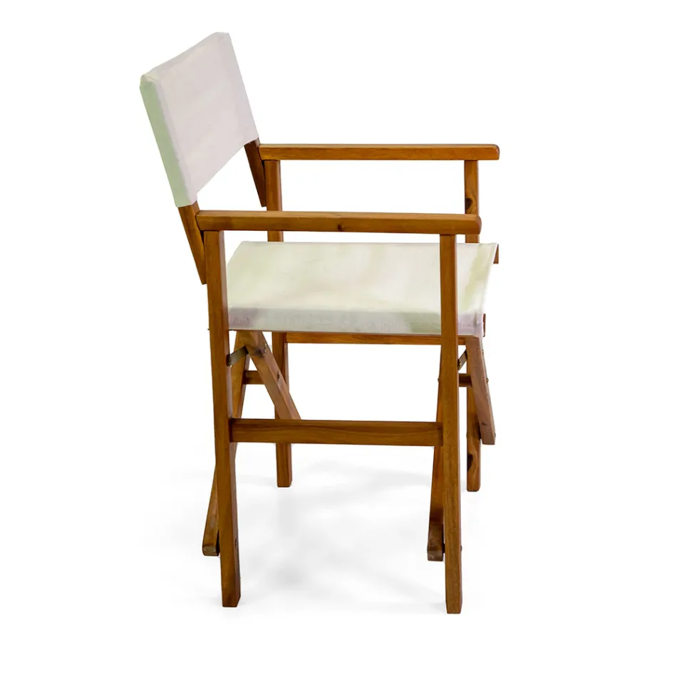 Direktørstol i olieret akacietræ naturfarve - Teknisk Viadurini