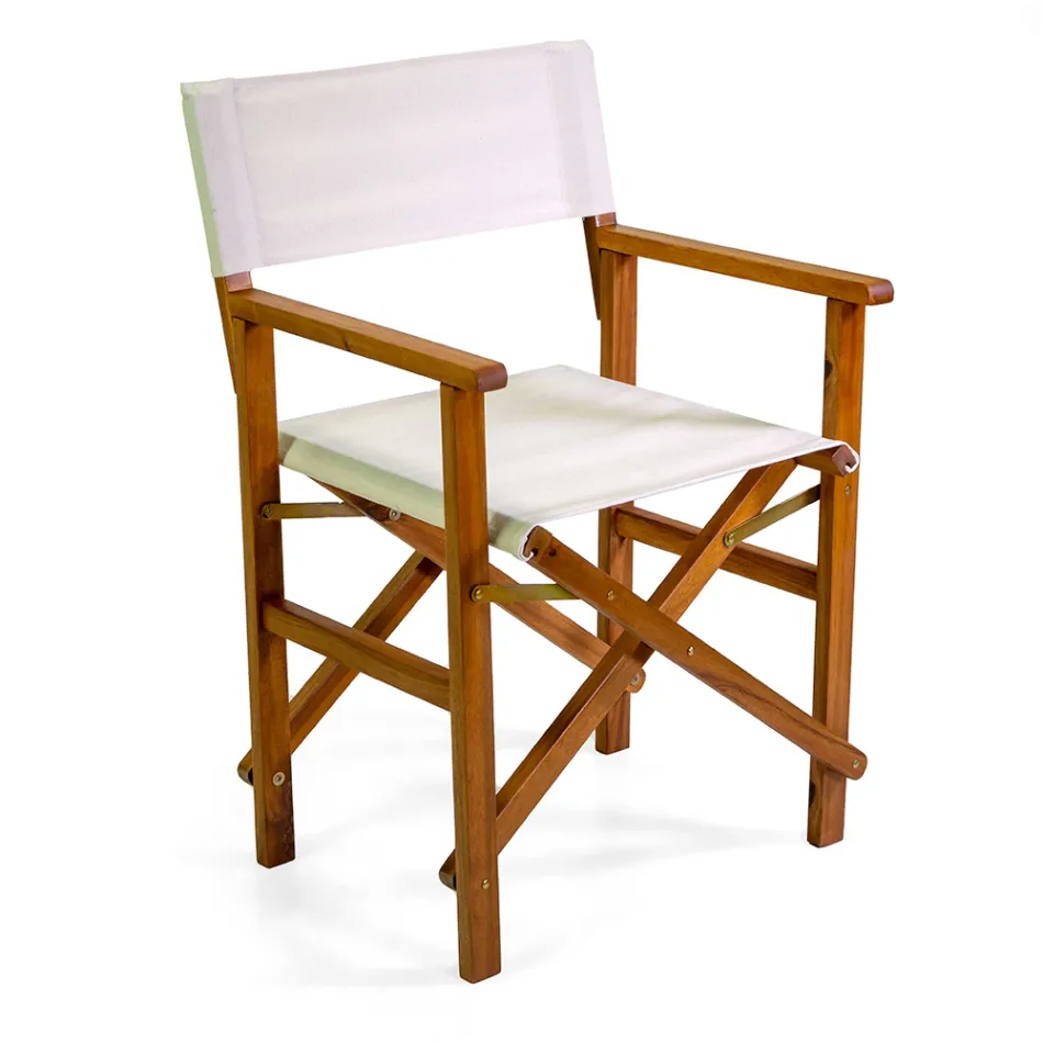 Direktørstol i olieret akacietræ naturfarve - Teknisk Viadurini