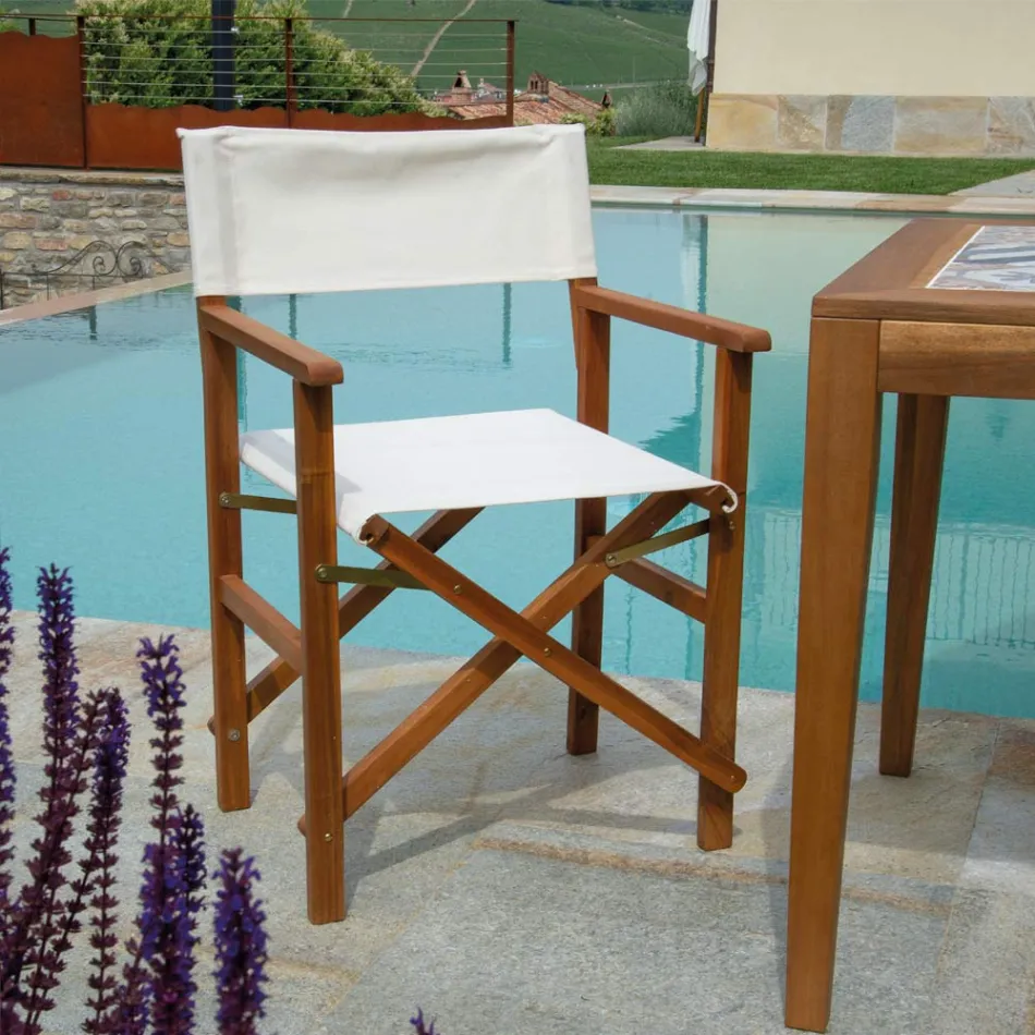 Direktørstol i olieret akacietræ naturfarve - Teknisk Viadurini