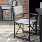 Direktørstol af aluminium, textilene og armlæn af teaktræ - Tenda Viadurini