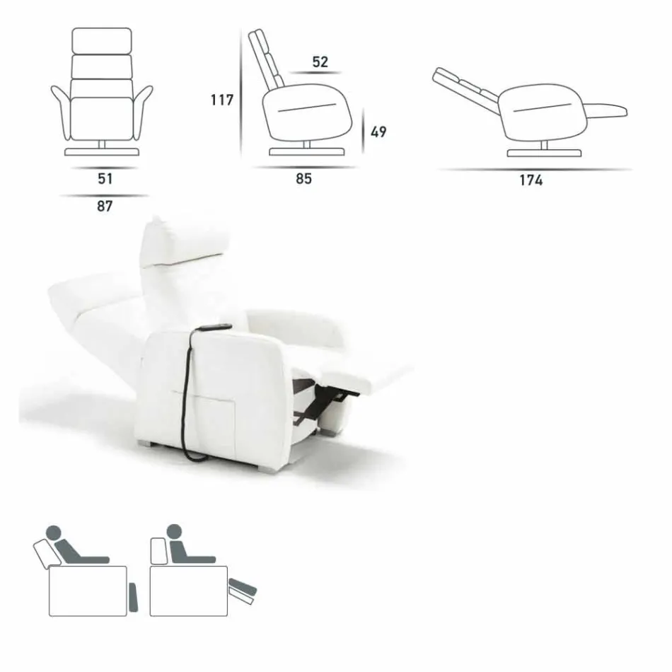 Drejelig lænestol Bluma med betræk af stof / læder / imiteret læder Viadurini