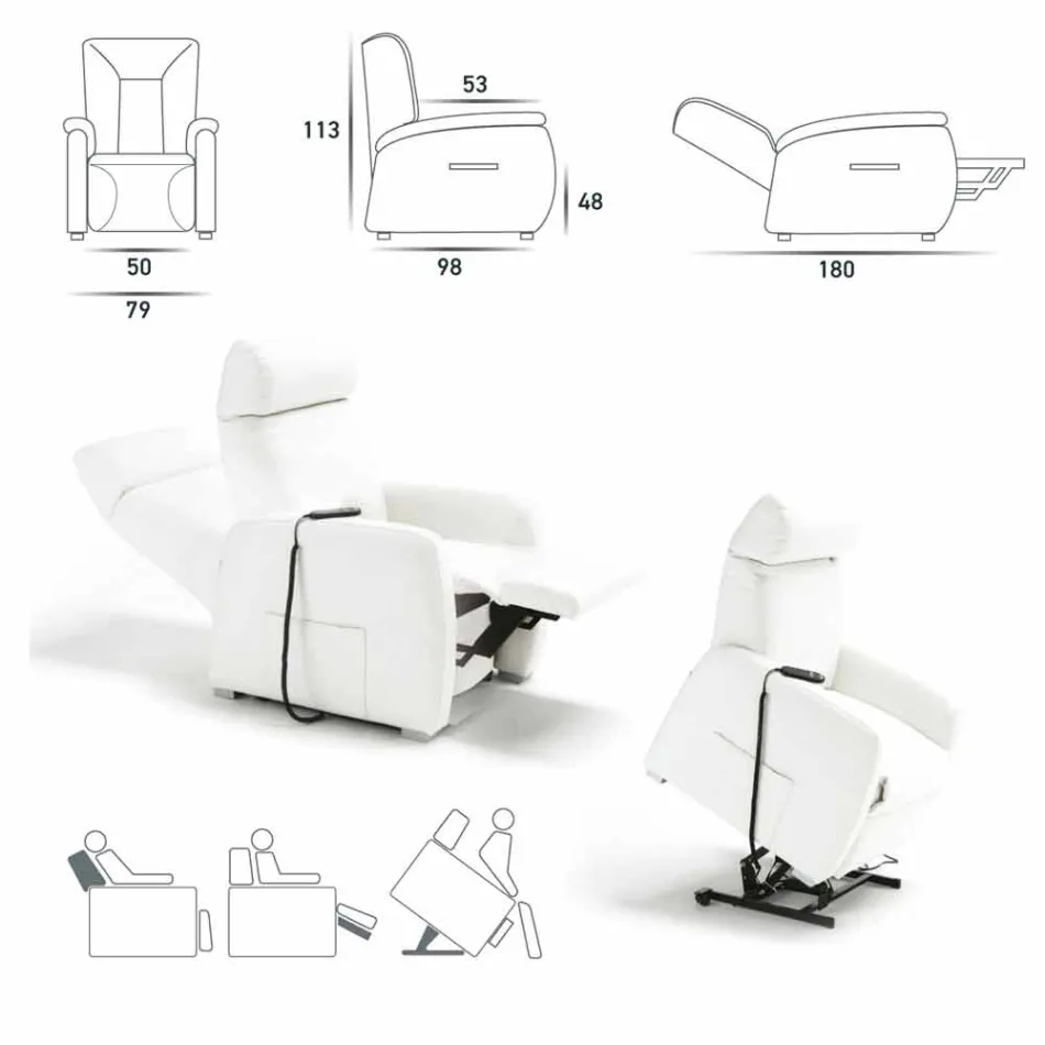 Afslappende lænestol i rose design med 2 motorer, fremstillet i Italien Viadurini