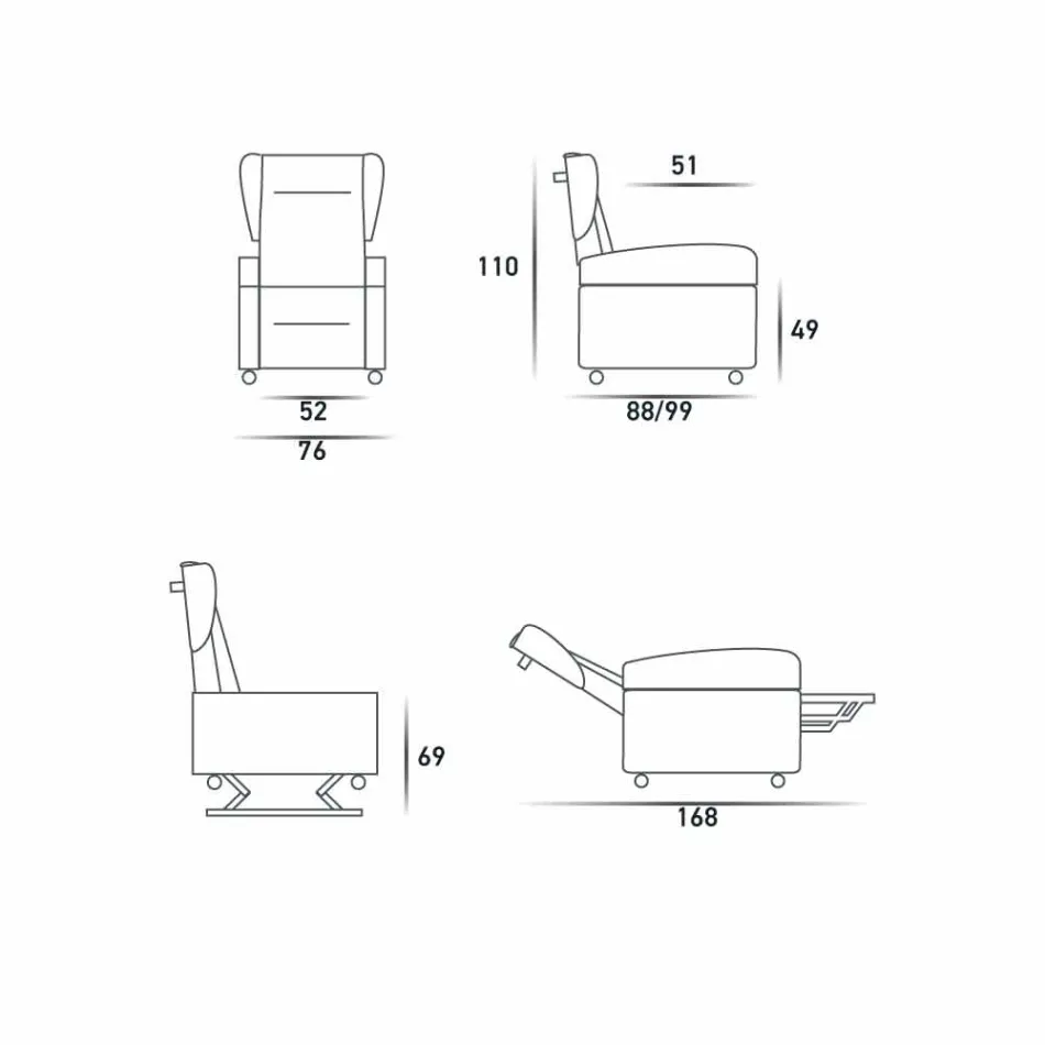 Ortopædisk lænestol 4 motorer fremstillet i Italien Giglio, moderne design Viadurini