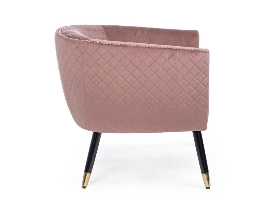 Lounge lænestol i gummitræ og fløjlseffekt Elegant design - Catty Viadurini