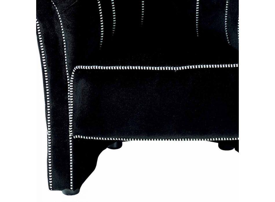 Lænestol i sort fløjl med kontrastsøm lavet i Italien - Caster Viadurini