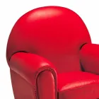 Stue lænestol beklædt med læder med træfødder fremstillet i Italien - Pegolo Viadurini