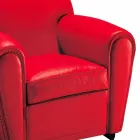 Stue lænestol beklædt med læder med træfødder fremstillet i Italien - Pegolo Viadurini