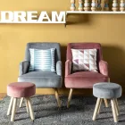 Stue lænestol i træ og fløjlseffekt skandinavisk design - Cinzio Viadurini