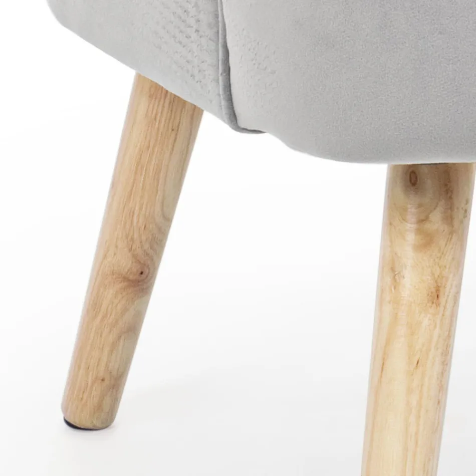 Stue lænestol i træ og fløjlseffekt skandinavisk design - Cinzio Viadurini