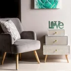 Stue lænestol i træ og fløjlseffekt skandinavisk design - Cinzio Viadurini