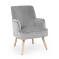 Stue lænestol i træ og fløjlseffekt skandinavisk design - Cinzio