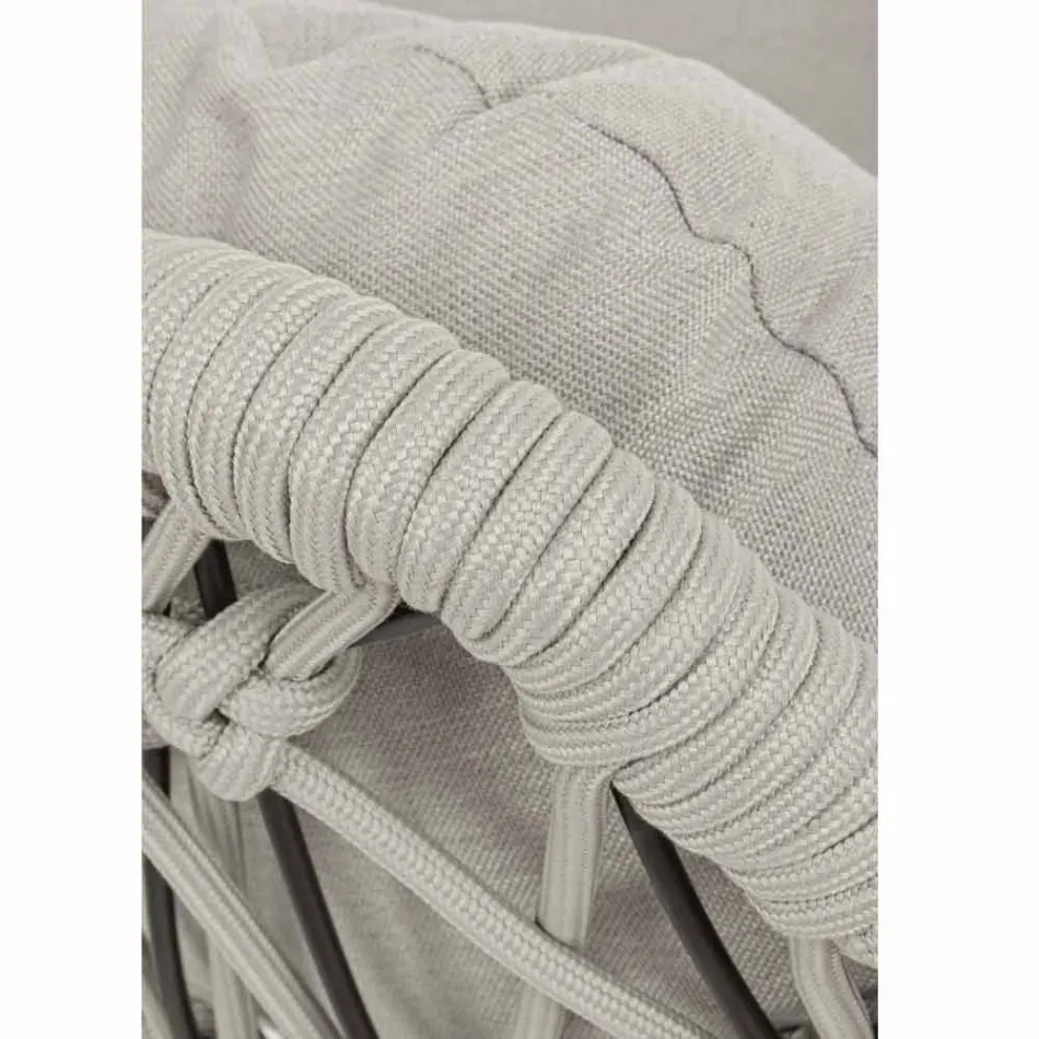 Ophængt udendørs lænestol i vævet reb med stålbase - soja Viadurini