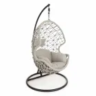 Ophængt udendørs lænestol i vævet reb med stålbase - soja Viadurini