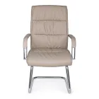 Slæde Kontorstol Stål og Økolæder med Armlæn 2 Stk - Monaldo Viadurini