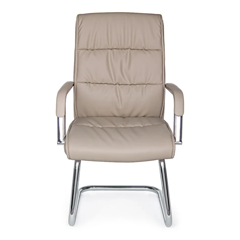 Slæde Kontorstol Stål og Økolæder med Armlæn 2 Stk - Monaldo Viadurini