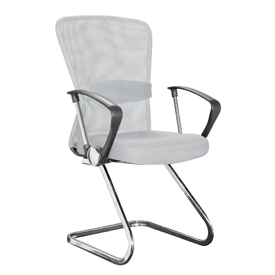 Slæde Kontorstol Stål og Mesh Stof Armlæn 2 Stk - Bicebeo Viadurini