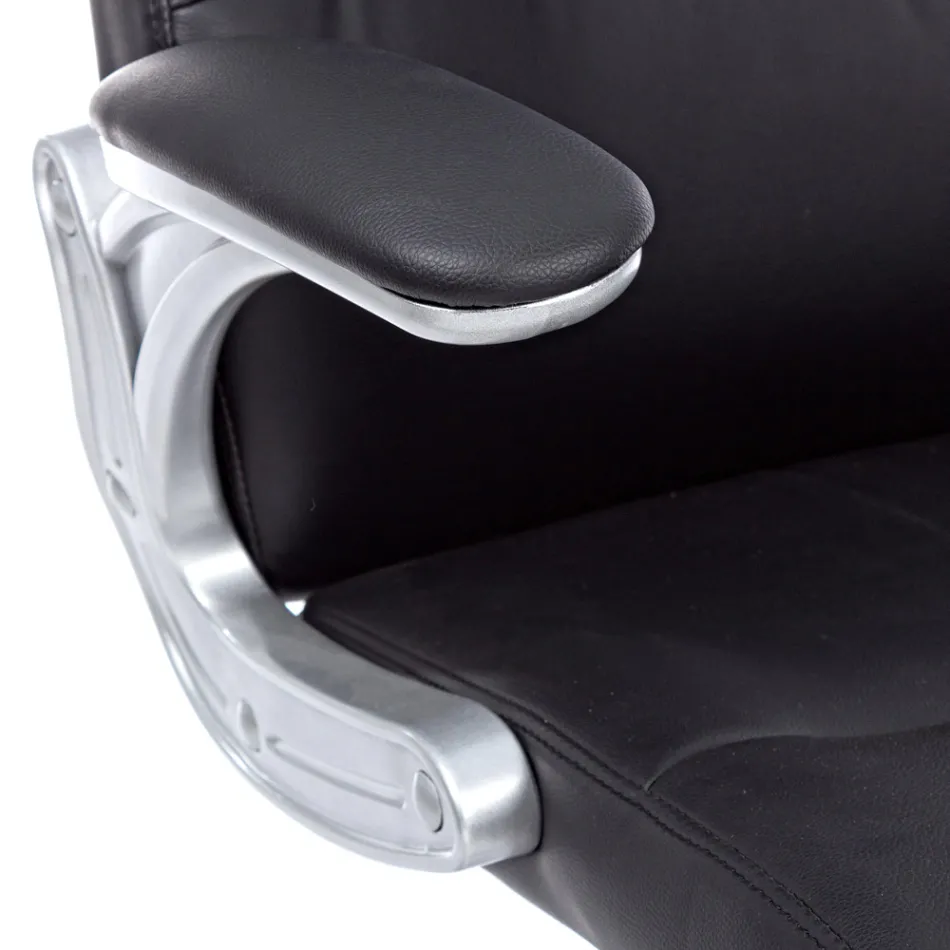 Ergonomisk kontorstol i stål og sort eller brunt kunstlæder - Matilda Viadurini