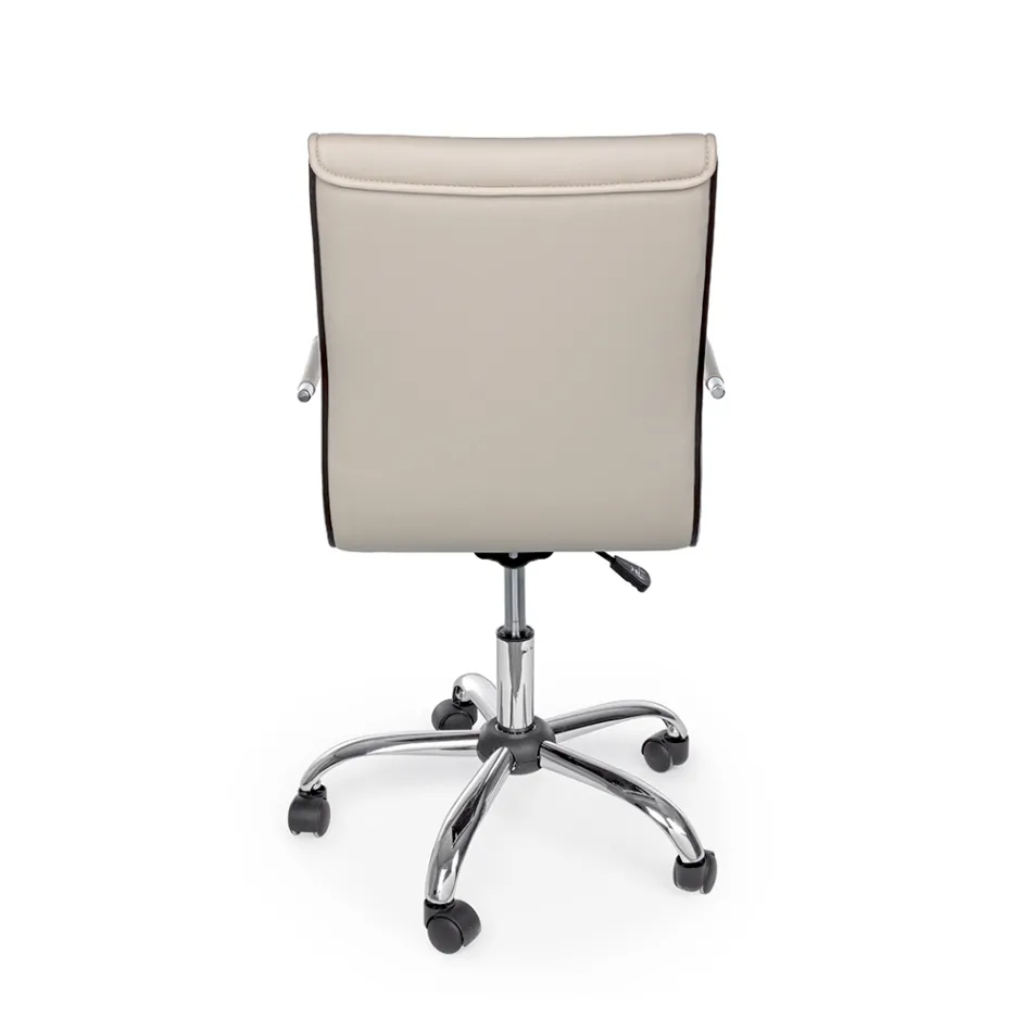 Ergonomisk kontorlænestol med armlæn i stål og imiteret læder - Mantica Viadurini