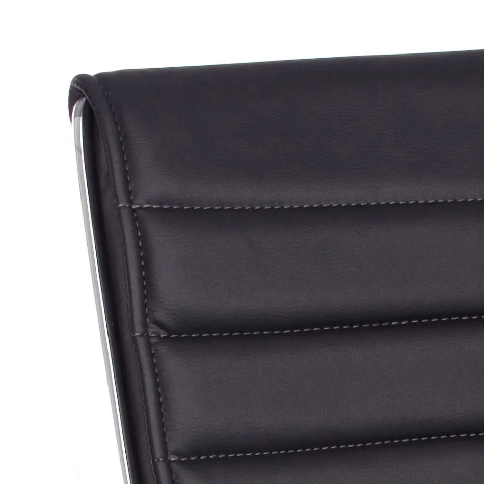 Ergonomisk kontorlænestol med armlæn i stål og imiteret læder - Mantica Viadurini