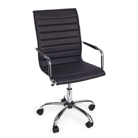 Ergonomisk kontorlænestol med armlæn i stål og imiteret læder - Mantica Viadurini