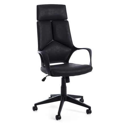 Drejelig kontorlænestol med højt ryglæn i nylon og polyester - Raemon Viadurini