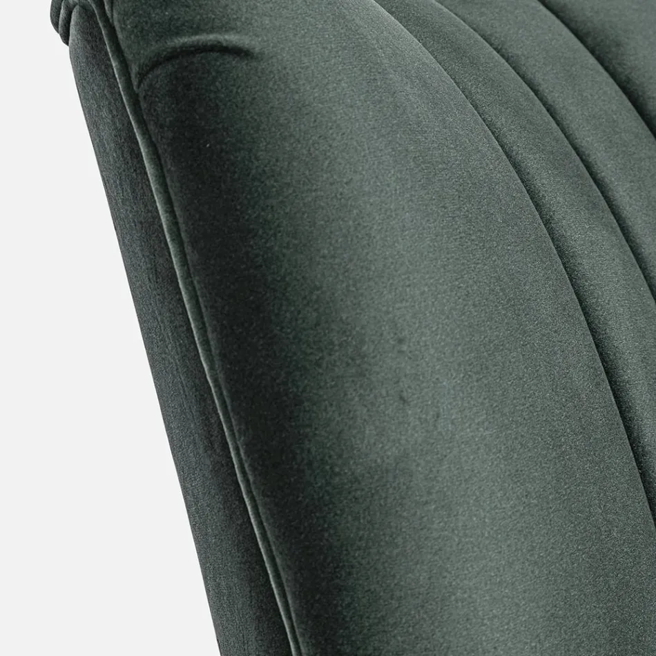 Vintage trælænestol med rattan og polyester armlæn - Ludovica Viadurini