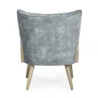 Vintage trælænestol med rattan og polyester armlæn - Ludovica Viadurini