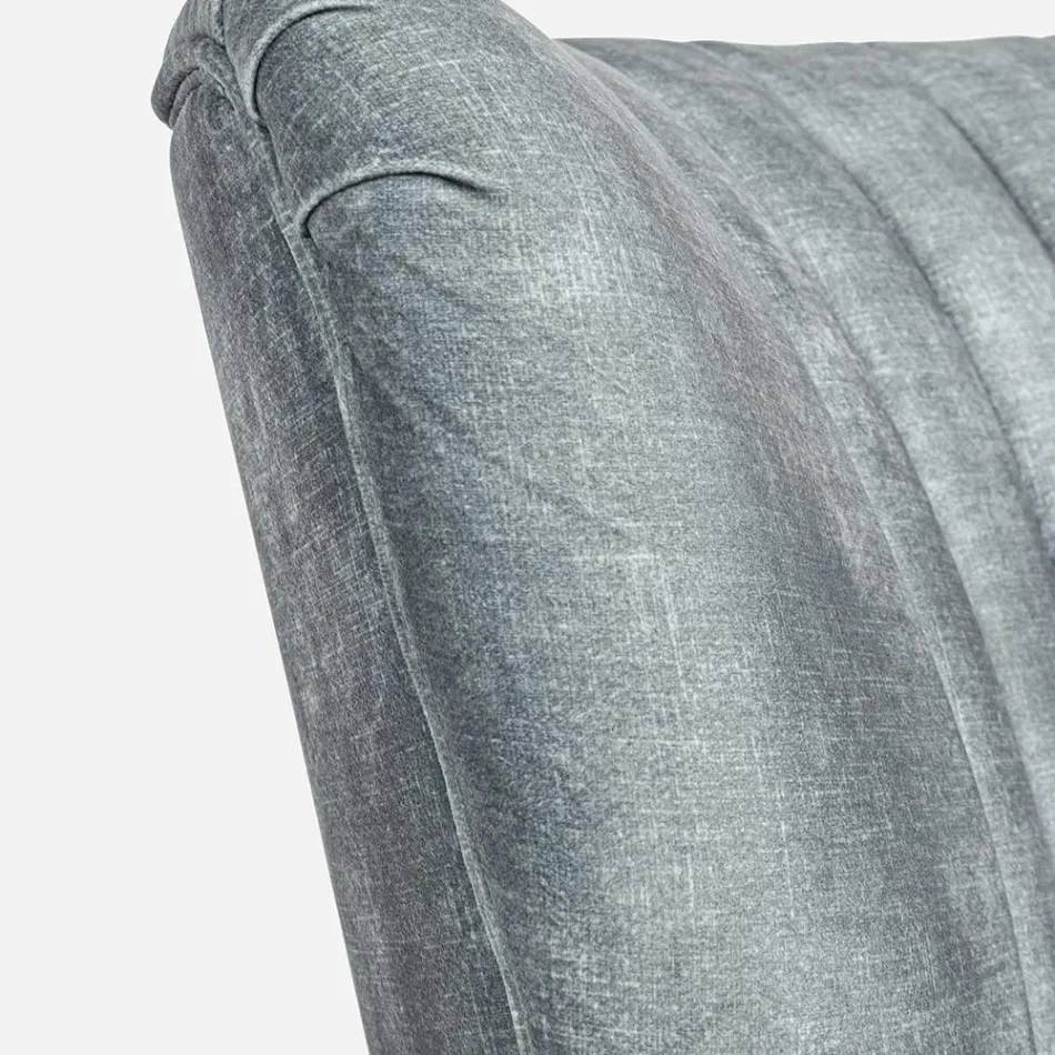 Vintage trælænestol med rattan og polyester armlæn - Ludovica Viadurini