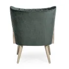 Vintage trælænestol med rattan og polyester armlæn - Ludovica Viadurini