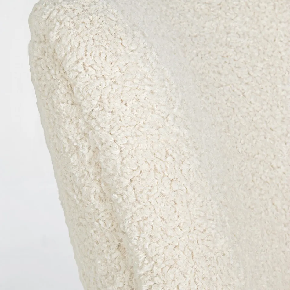 VIntage lænestol i gummitræ og uldeffekt sæde og armlæn - Patrizia Viadurini