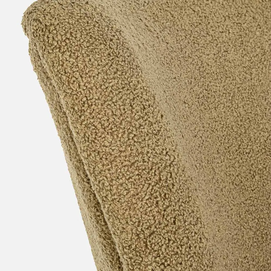 VIntage lænestol i gummitræ og uldeffekt sæde og armlæn - Patrizia Viadurini