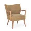 Vintage gummitræ lænestol og uldeffekt sæde og armlæn - Patrizia
