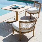Lav udendørs lænestol i teak og WaProLace Lavet i Italien med pude - Oracle Viadurini