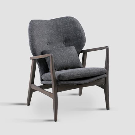 Lænestol med træstruktur, polstret sæde og ryg i stof - Glauca Viadurini