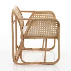 Udendørs og indendørs Rattan lænestol og Saia stofpuder - Voir Viadurini