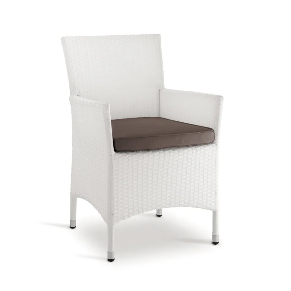 Stabelbar udendørsstol i fletbeklædt aluminium - Bruma Viadurini