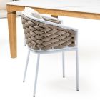 Udendørs lænestol i aluminium og håndvævet Olefil stof - Reda Viadurini