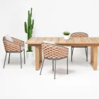 Udendørs lænestol i aluminium og håndvævet Olefil stof - Reda Viadurini