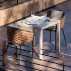 Udendørs lænestol i aluminium og håndvævet Olefil stof - Reda Viadurini