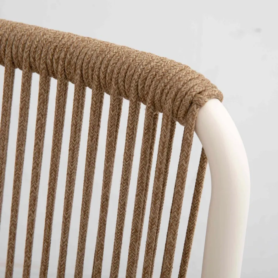 Udendørs lænestol lavet af beige aluminium og Terra Rope - Luxe Viadurini