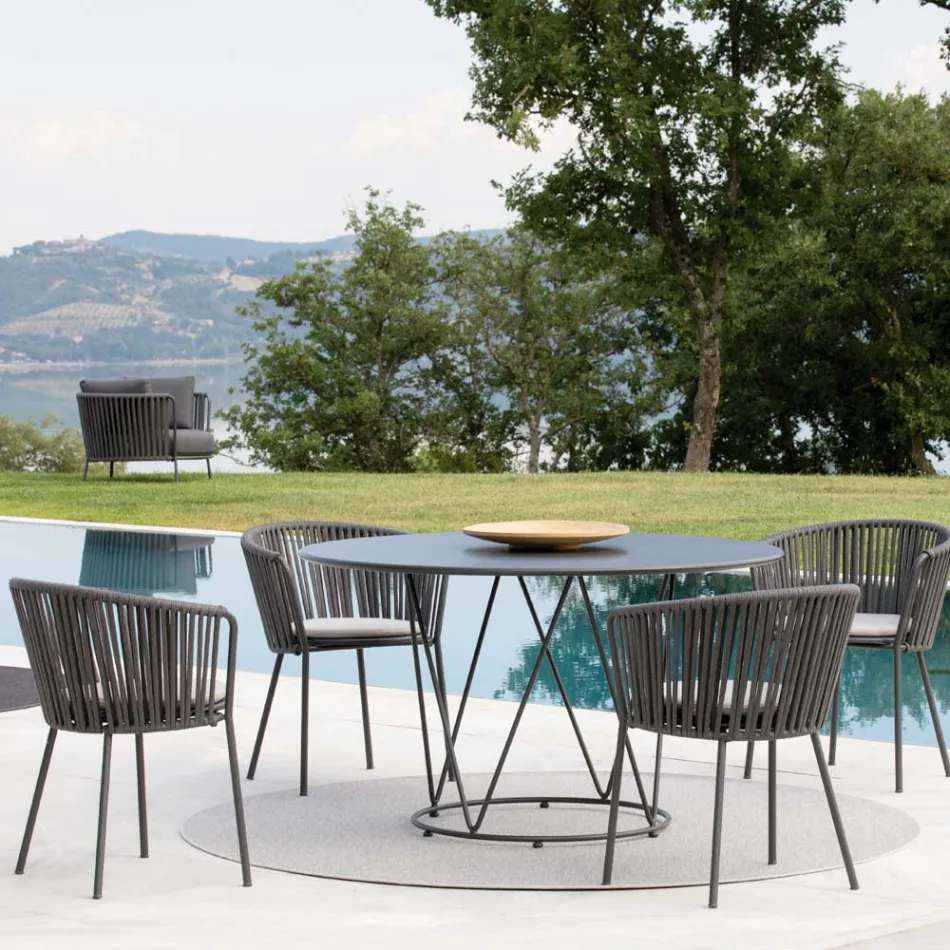 Havelænestol i stål og reb Made in Italy 2 stk - Bronn Viadurini